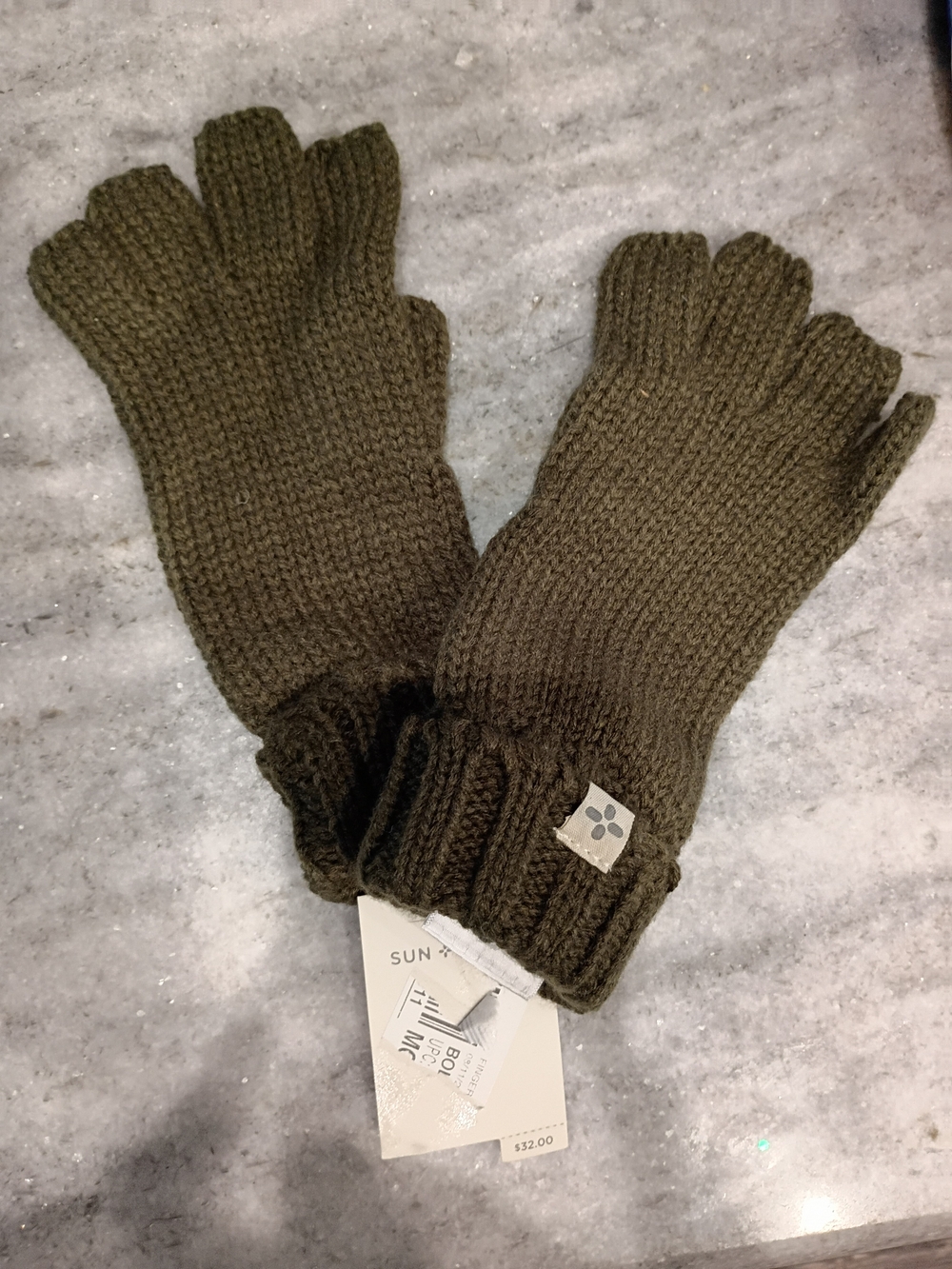 Macy's Olive Green Knit Women's Fingerless Gloves